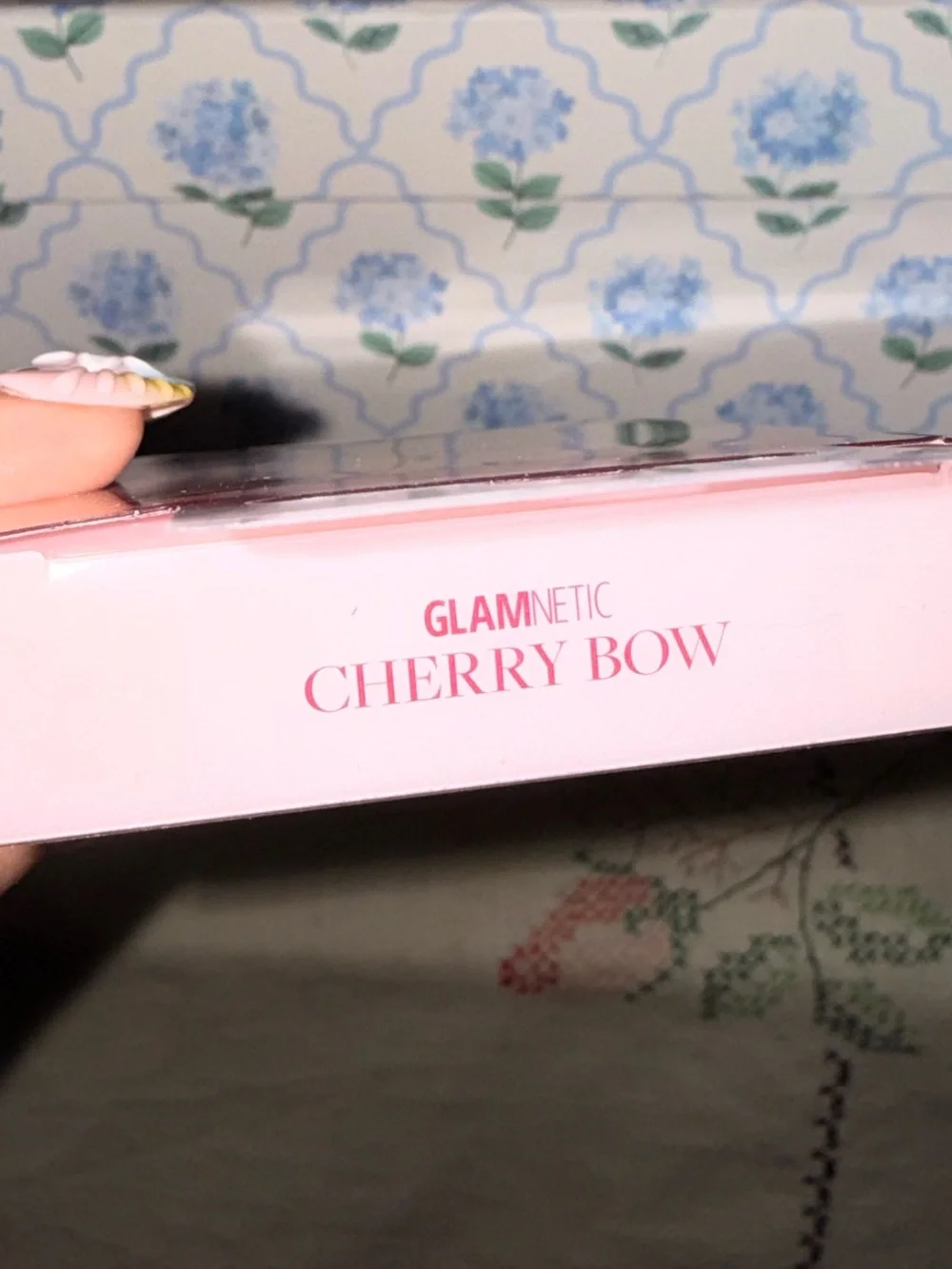 GLAMnetic “Cherry Bow” Pink Cherry Print with Lace French Tip Press-On Nails